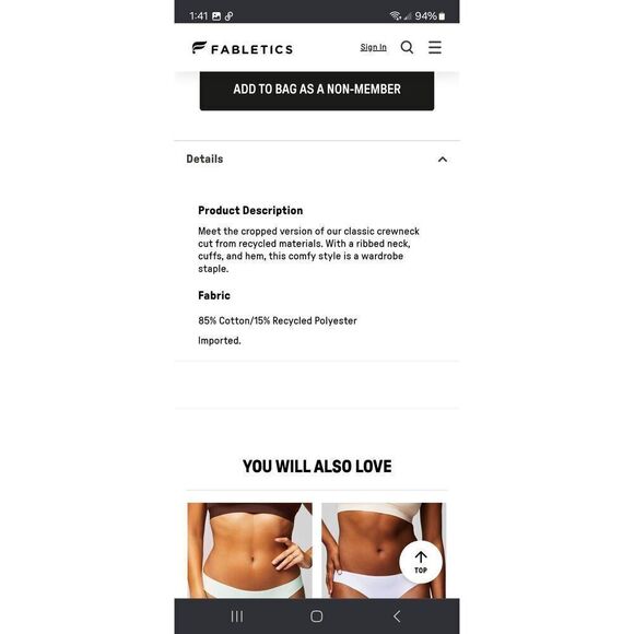 New 2X Fabletics Sprout Athletic Club Lightweight Go To Cropped Crewneck Shirt - Picture 5 of 9